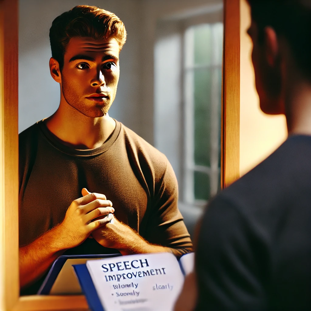 a person practice alone, to improve his stammering.