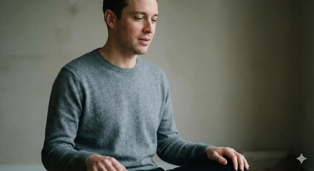  a person practicing relaxation to control stammering